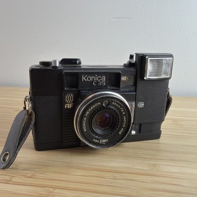 Konica C35 AF Black 35mm Film Camera w/38mm F2.8 HEXANON Lens