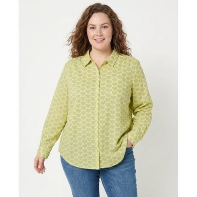 Cato size 22/24W Lime Green Heart Print Novelty Button Down Office Work Preppy