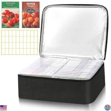 26 Slot Seed Storage Organizer Box with Insulated Bag & Labels for Seeds