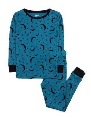 Leveret Kids Two Piece Cotton Pajamas Moon 6 Year