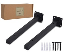 Industrial Black Shelf Brackets 12 Inch L Brackets for Shelves Heavy Duty Flo...