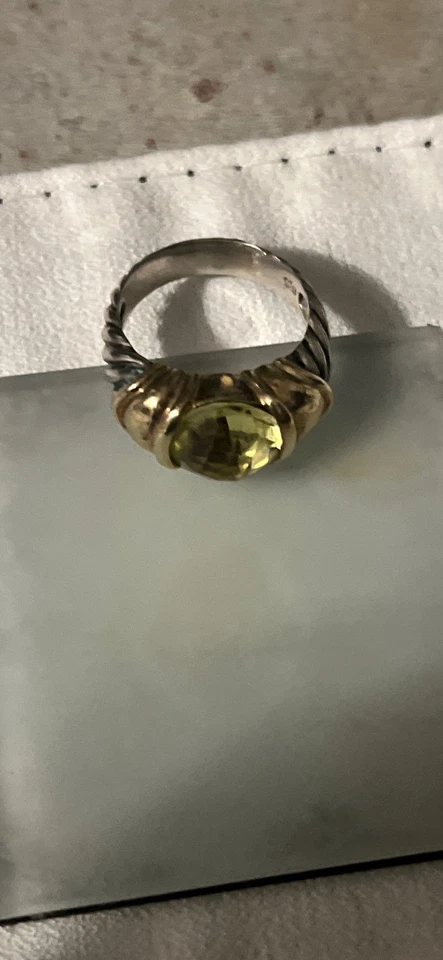 DAVID YURMAN 14K, Sterling Silver & CITRINE Stone Ring, Size 7 - Image 2 of 4