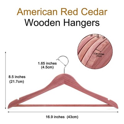 30-Pack American Red Cedar Wooden Hangers, Clothes Hangers for