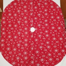 60 Inch Christmas Red And Snowflakes With Sparkle Xmas Tree Skirt