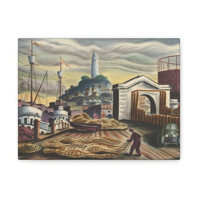 David Paul Chun - San Francisco Pier - 1943 - Canvas Wall Art