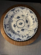 Royal Copenhagen, Blue Fluted, Full Lace Set Of Two Plates#1084