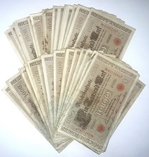 Lot of 63 Germany 1000 Mark 21 April 1910 Red Seals Pick-44 Circulated VF