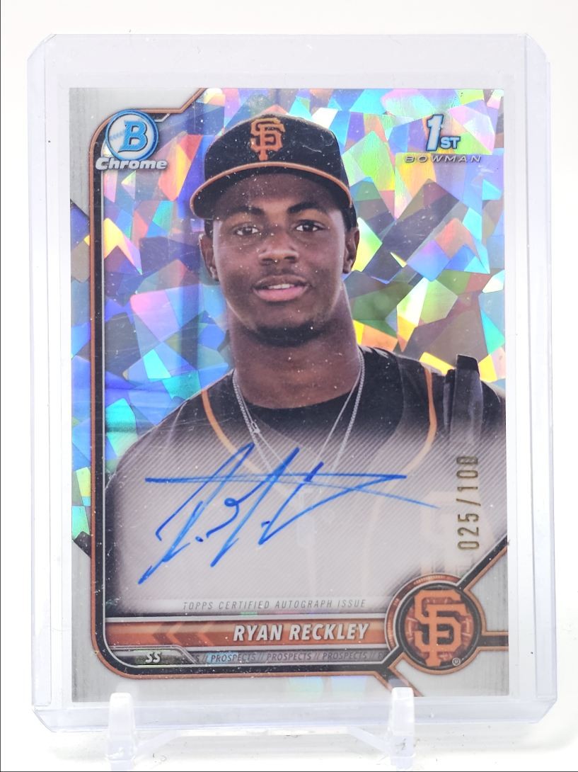 RYAN RECKLEY 2022 BOWMAN CHROME 1ST ATOMIC REFRACTOR GIANTS AUTO /100 Q0071
