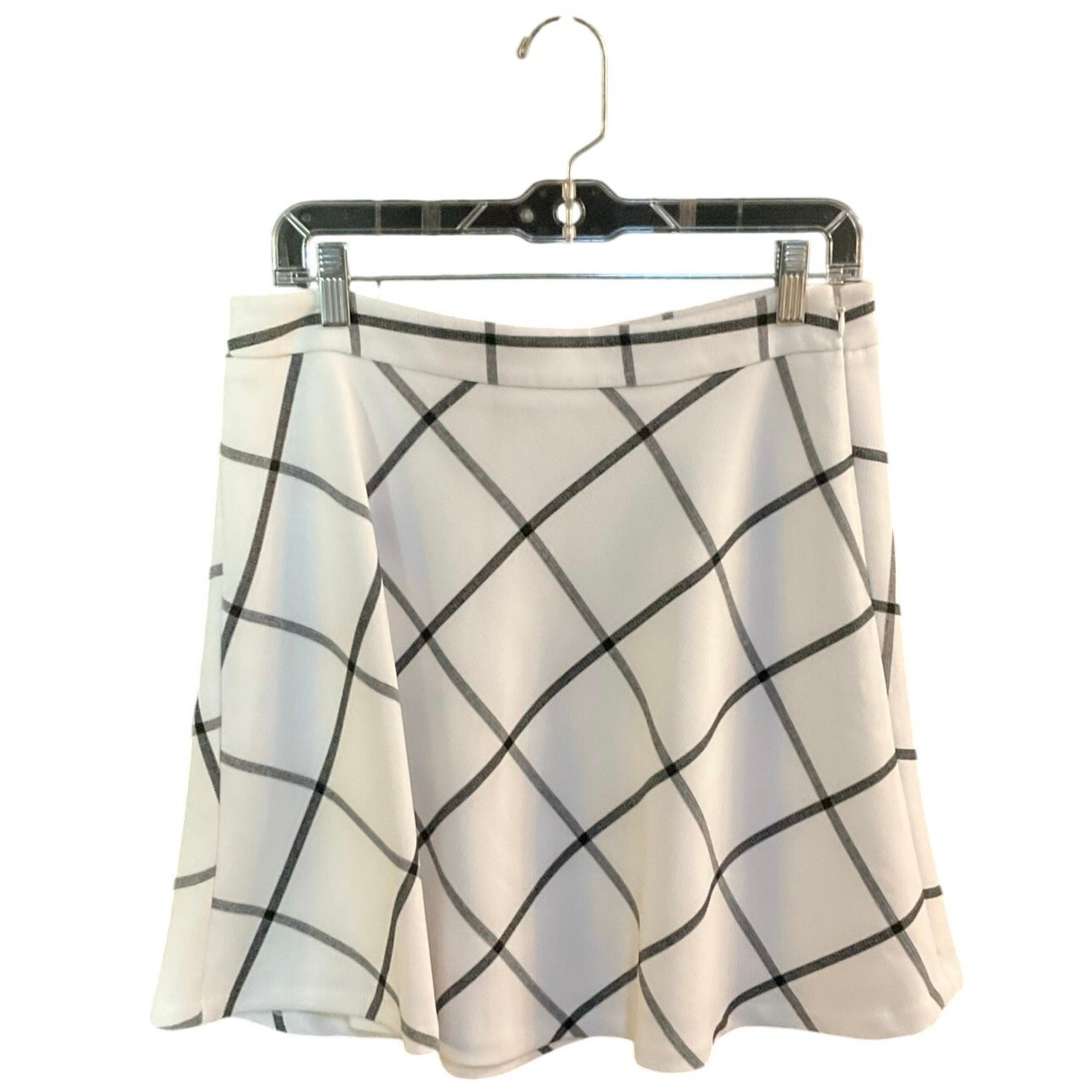 Cream and Black Window Pane Loft Skater Skirt Size 8