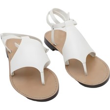 Marc Fisher LTD Lille Ivory Leather T-Strap Flat Sandals Women's US 7.5M