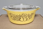 Vintage Pyrex 475-B 2.5 Qt Casserole Old Orchard Fruit w/ Lid 475-C USA