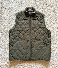 Pendleton - Mens Olive Green Quilted Vest Size Medium Fleece Lined Double Zipper