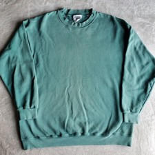 Vintage 90s Lee Premium Cotton Crewneck Sweatshirt Blank Green Faded Mens XL USA