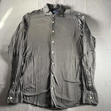 Eton Dress Shirt Mens XL 43 17 Gray Black Contemporary Fit Cotton Long Sleeve