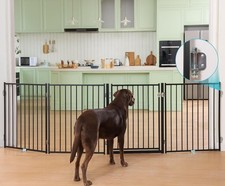 Foldable 30" Tall Dog Gate with Door Extra Wide Up to 104" for Indoor/Outdoor