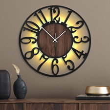 24" Silent Metal Wall Clock with Night Light & Glow in Dark for Home Decor