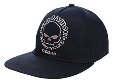 Harley-Davidson Little Boys' Skull Twill Flat Brim Snap Back Baseball Cap- Black