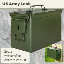 Trucky Munitionsbox Box Metallkiste Metallbox 33 x 19 x 23 cm Gr&uuml;n Metall