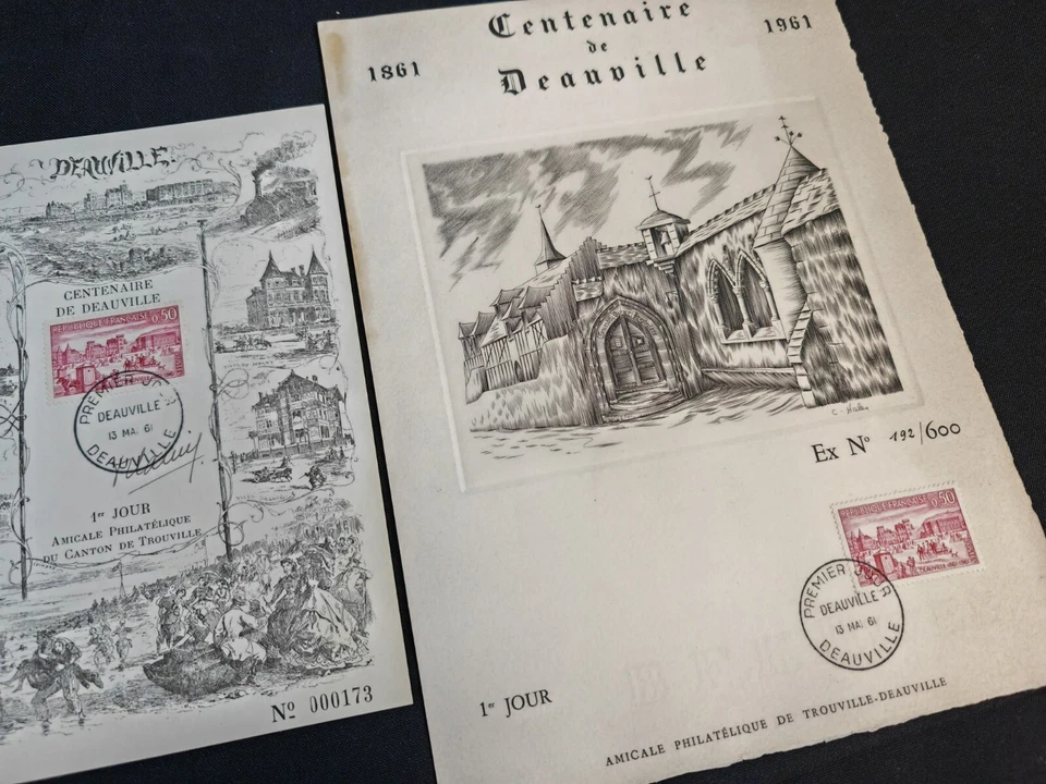 Rare Gravure signé Claude Haley Centenaire de DEAUVILLE 1961  FDC 1er Jour n°192 - Photo 2/2