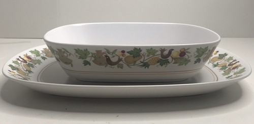 Noritake Progression Homecoming Serving Platter Plate Bowl Cottage Core Rooster
