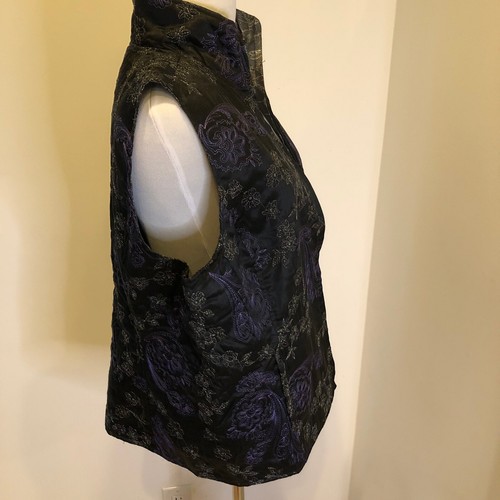 Giubbotto Chico's reversibile giacca donna taglia 2 US 12 nero floreale lino camper nuovo - Foto 12 di 17