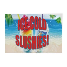 Decal Stickers Ice Cold Slushies! Advertising Printing A Vinyl Store Sign Label