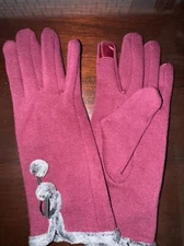 New  Gloves Floral Acrylic Touch Screen Short Wrist Thermal Warm Mitten