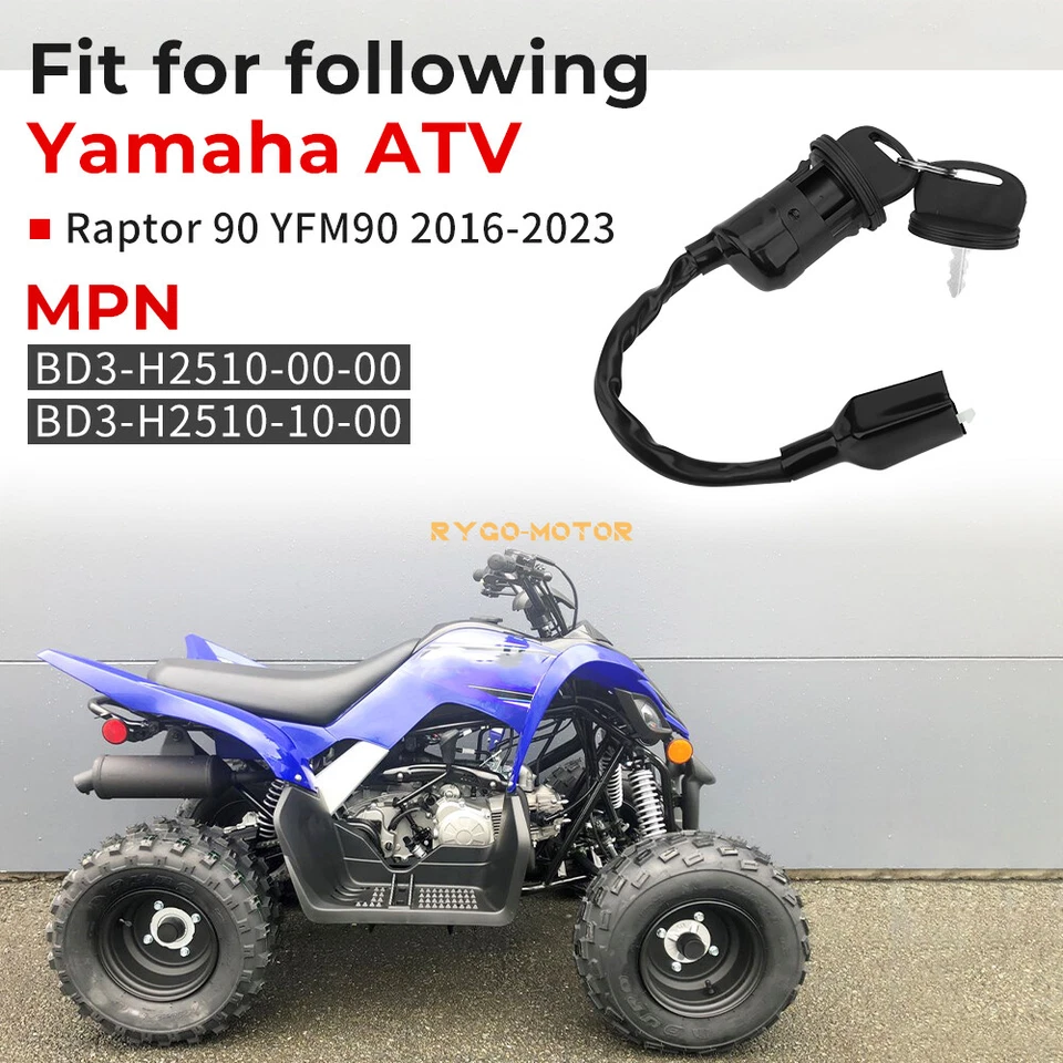 Para 2016 - 2023 YAMAHA RAPTOR 90 YFM90R INTERRUPTOR DE IGNIÇÃO 2 CHAVES BD3-H2510-00-00 - Imagem 3 de 4