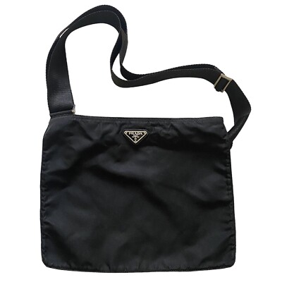 Prada, Bags, Auth Prada Nylon Black Crossbody Bag