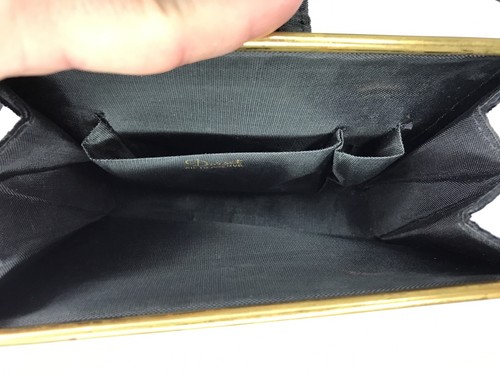 Dorset Fifth Avenue Clutch Purse Black Velvet Bag Handbag Crown Lewis Mirror Vtg - Picture 5 of 12