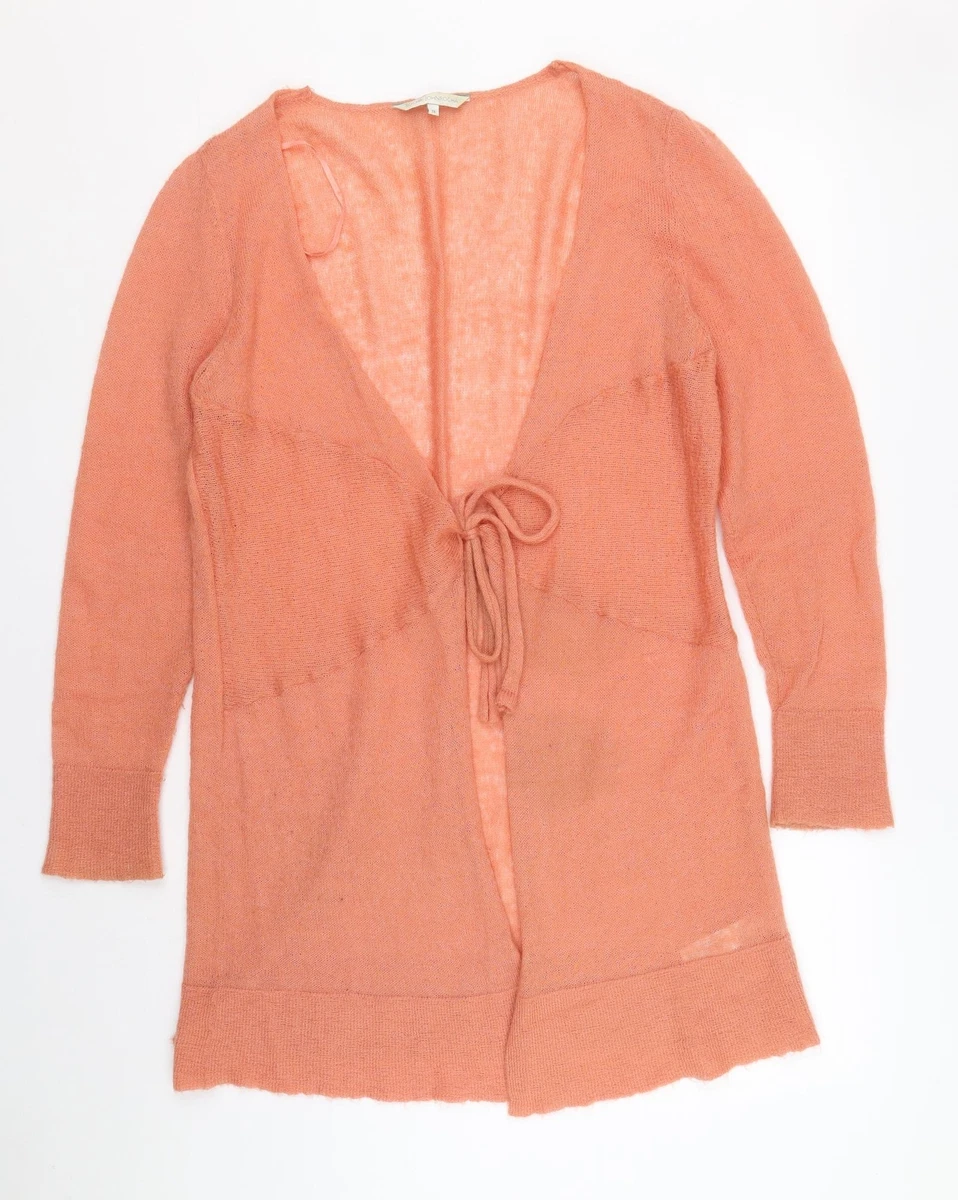 John Rocha Womens Orange V Neck Nylon Cardigan Jumper Size 16