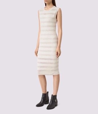AllSaints Casto Cutout Knitted Dress in Grey Beige Melange Size UK10 US6 |  eBay