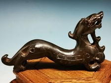 Rare Authentic Ancient Chinese Old Nephrite Jade Hand Carved Dragon Statue x01