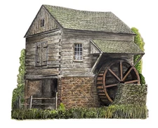 Orig. Line & Wash Painting - 'Old Mill at Cuttalossa'  by PA artist David Young