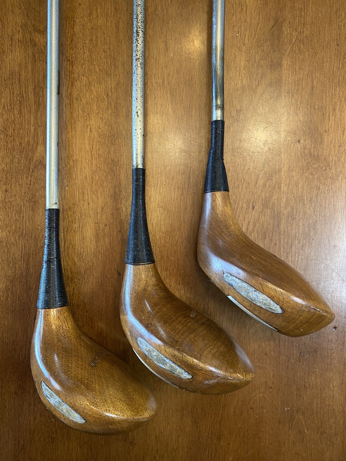 Persimmon Golf Clubs by Pedersen 1 Driver 2 Woods Steel Shaft Lot of 3