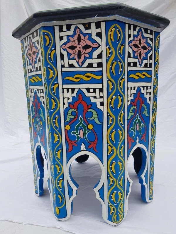 Modern Coffe Table Moroccan Handmade Moucharabi Table Side Delicate Hand Painted - Image 2 of 4