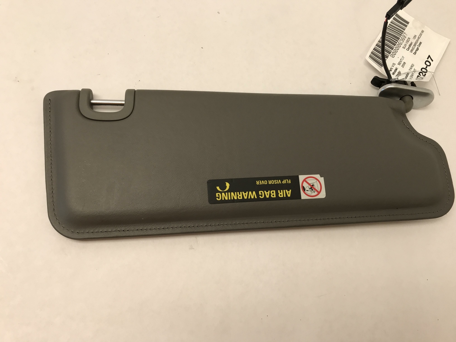 04-10 BENTLEY CONTINENTAL SUN VISOR LEFT DRIVER SIDE OEM GRAY LEATHER