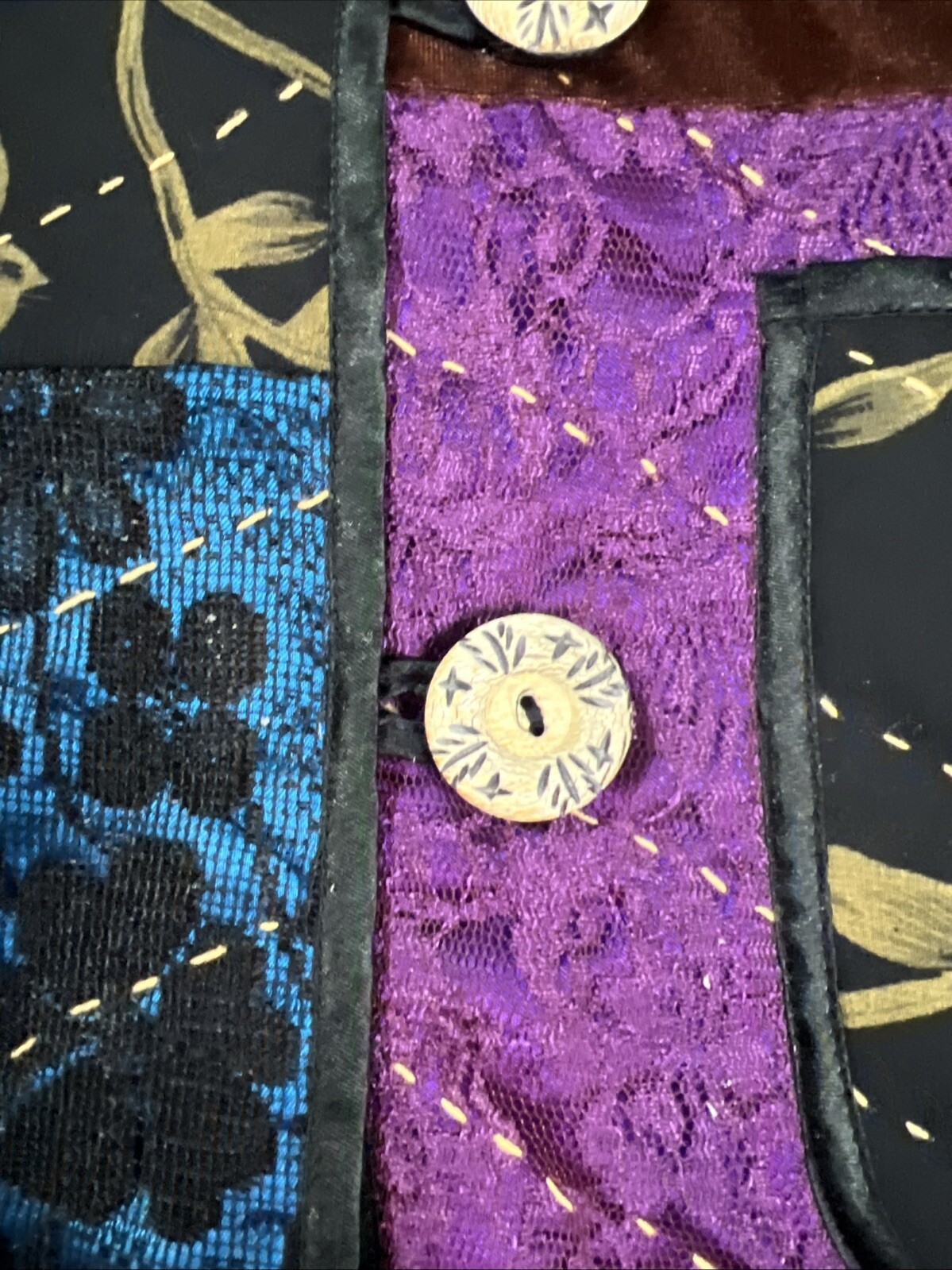 Indigo Moon Embroidered Tapestry Patchwork Jacket… - image 8