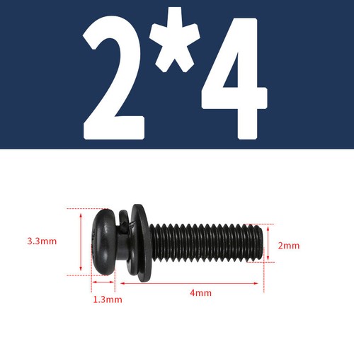 Black Steel Phillips Screws Bolts with Washers Metric M2 M2.5 M3 M4 M5 M6 M8 - Picture 8 of 71