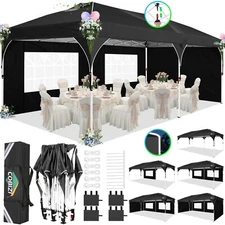 COBIZI 10x20 Pop up Canopy with 4 Sidewalls One-Push Setup Outdoor Party Tent