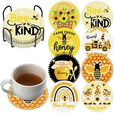 8 Pcs Diamond Art Coasters Diamond Painting Coasters with Holder Beginner Adu...