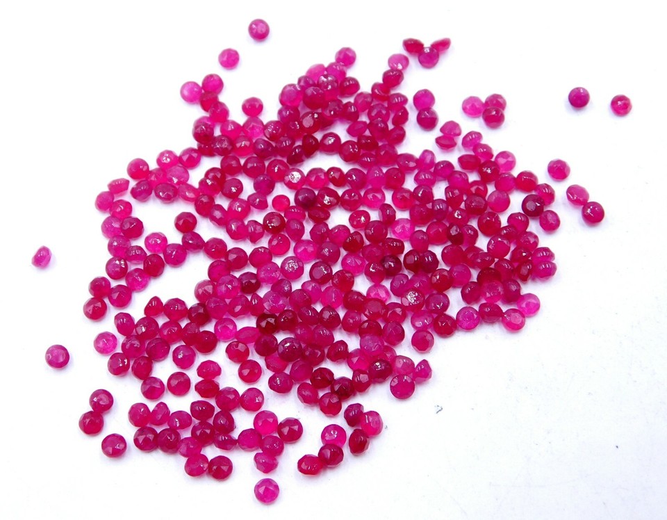 3 MM Dyed Ruby Round Cut Lot Loose Lab Created Gemstone Jewelry Making ...