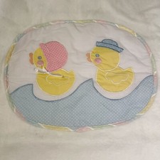 Vintage Quiltex Baby Blanket Striped Seersucker Trim Ducks 48x40 New w/o tags