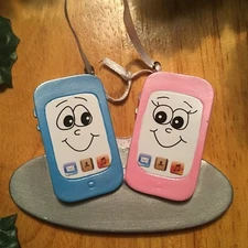 Cell Phone Couple POLARX Personalizable Christmas Tree Ornament - Free Shipping!