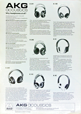 AKG Acoustics Headphone K340 K240 K130 K241 Sales Brochure