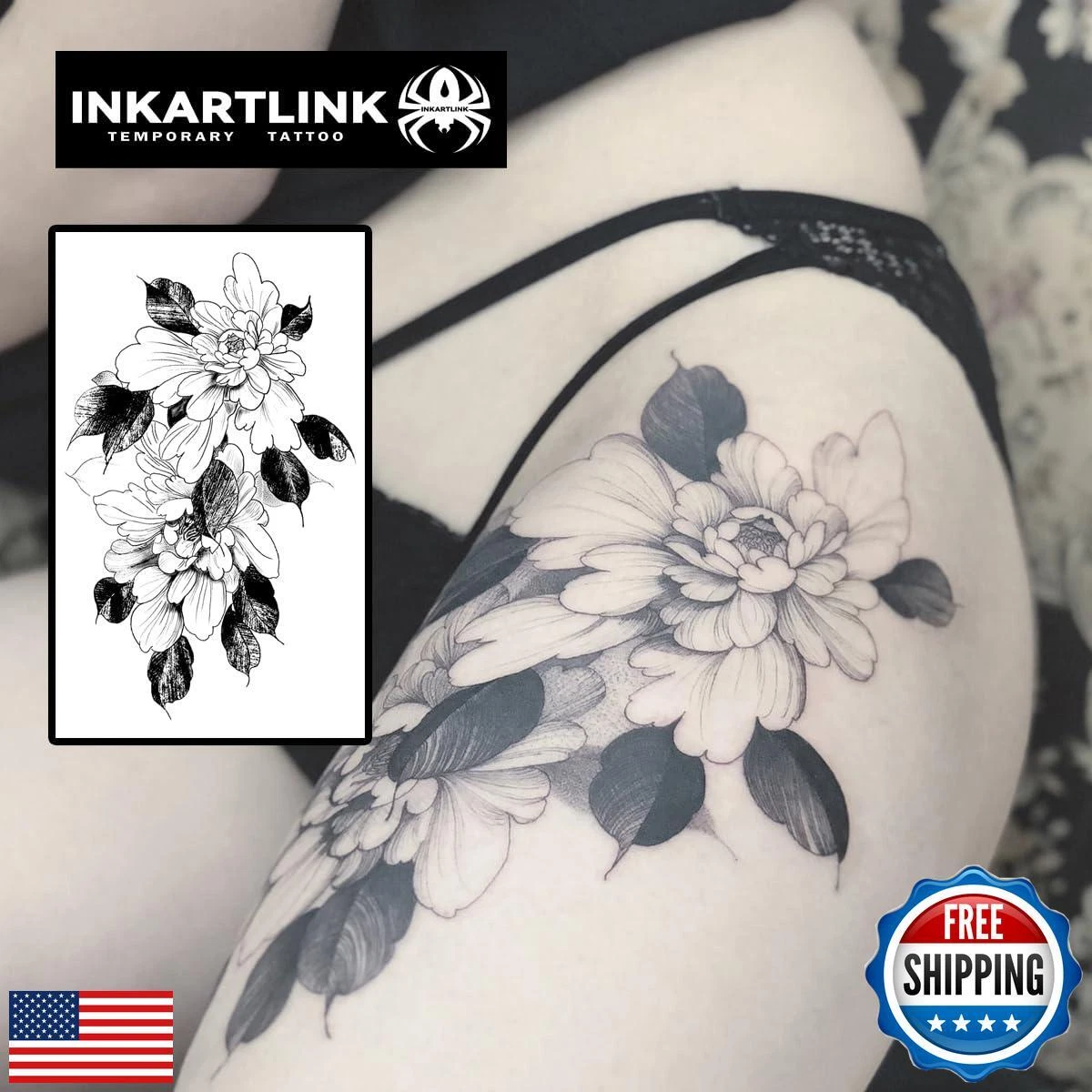 INKARTLINK Extra Large Semi Permanent Tattoo, 2 Sheets, Adult Art, Waterproof - product detail image 2