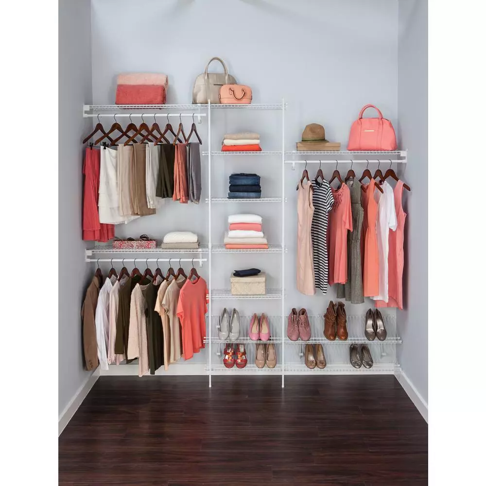 SuperSlide White Ventilated Wire Steel Closet System Organizer Kit