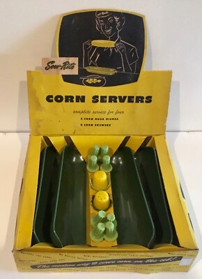1950's Corn Servers Serv-Rite Corn on the Cob Serving Set Orig Box Never Used 