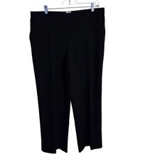 Armani Collezioni Black Wide Leg Textured Wool Crepe Dress Pants Size 16