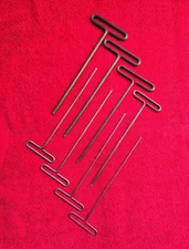 (8) Eklind Tools USA T Handle Hex Key Allen Wrenches SAE 9" long arm metal loop 
